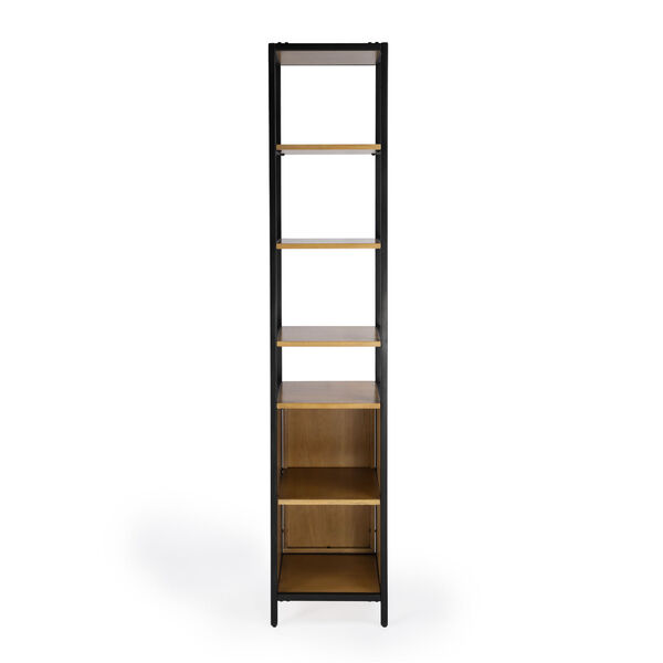 Hans Natural and Black Bookcase with Open Shelves, image 2