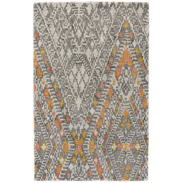 Arazad Tribal Style Tufted Gray Orange Area Rug, image 1