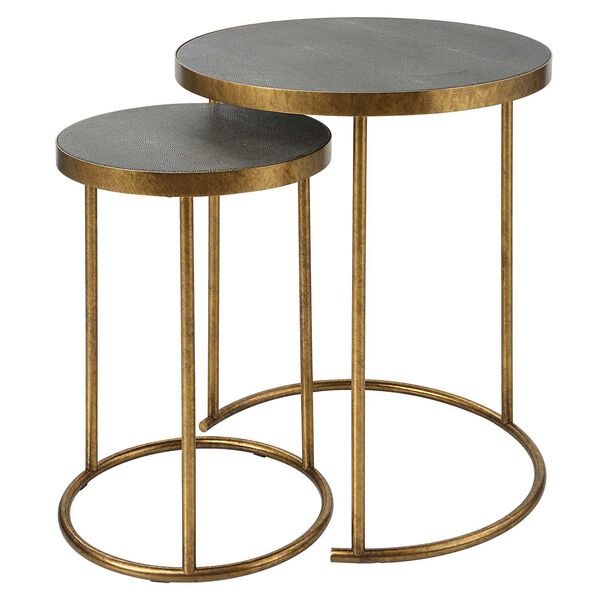 Aragon Burnished Brass and Gray Nesting Tables, Set of 2, image 1