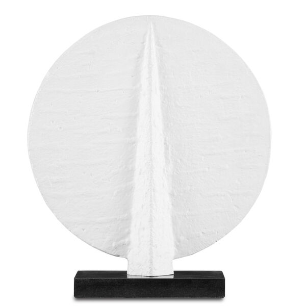 Darshi Gesso White and Black 17-Inch Disc on Granite Base, image 1