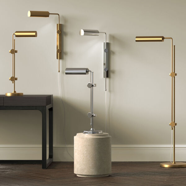 Satire Brushed Brass One-Light Integrated LED Table Lamp, image 3