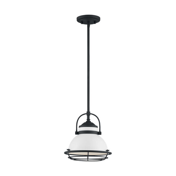 Upton Gloss White and Black 10-Inch One-Light Pendant, image 3