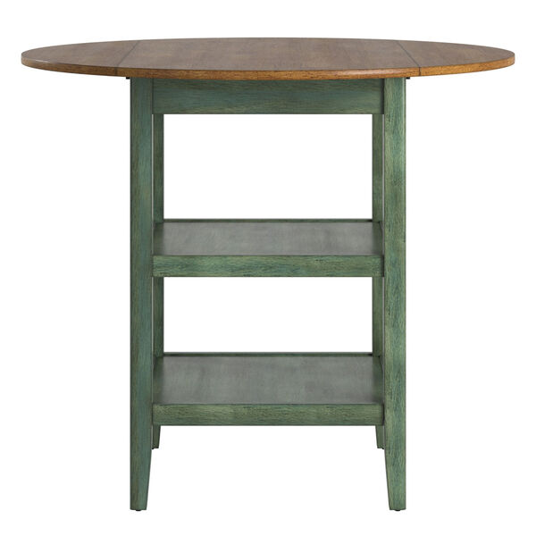 Caroline Green Two-Tone Side Drop Leaf Round Counter Height Table, image 2