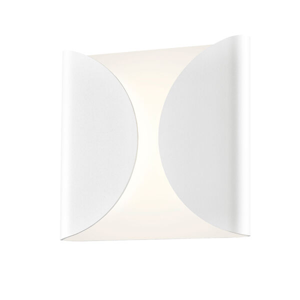 Folds LED Textured White 1-Light Outdoor Wall Sconce 8-Inch, image 1