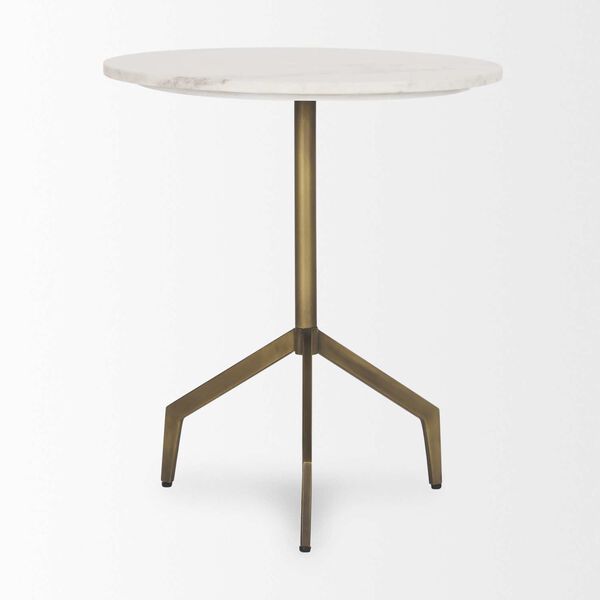 Serre Marble Top 3 Prong Gold Metal Base End Table, image 2