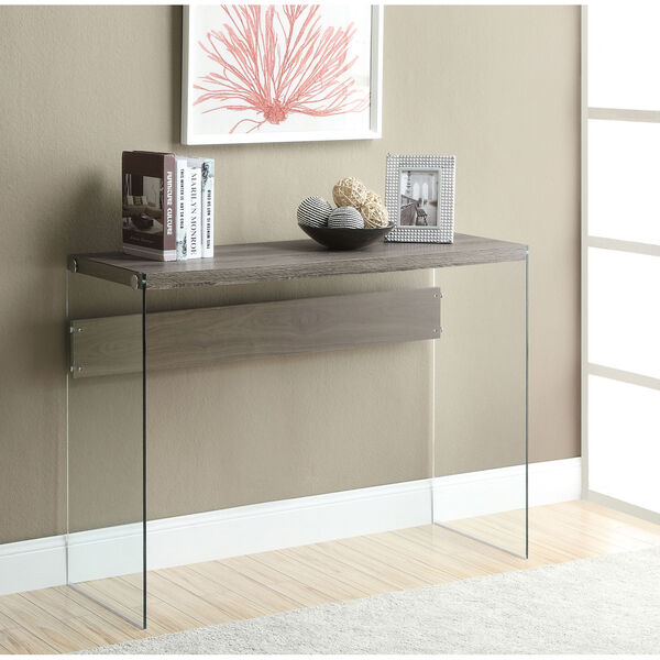 Console Table - Dark Taupe with Tempered Glass, image 1