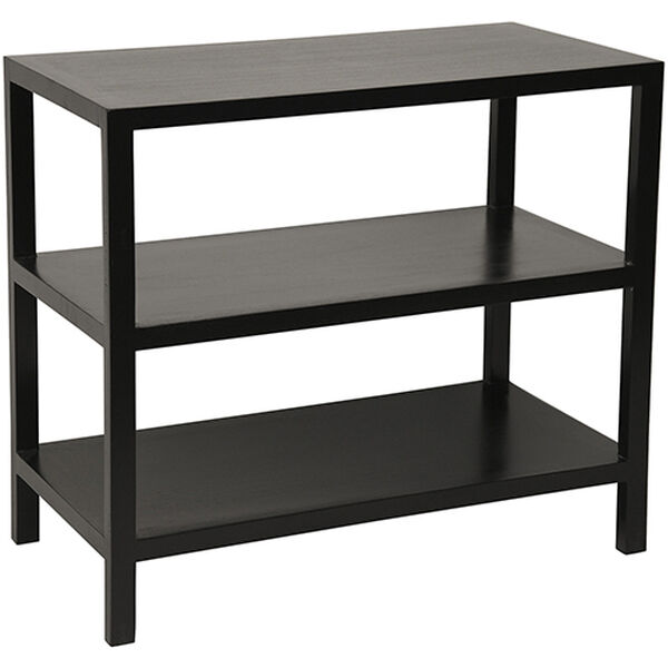 Hand Rubbed Black Two Shelf Side Table, image 1