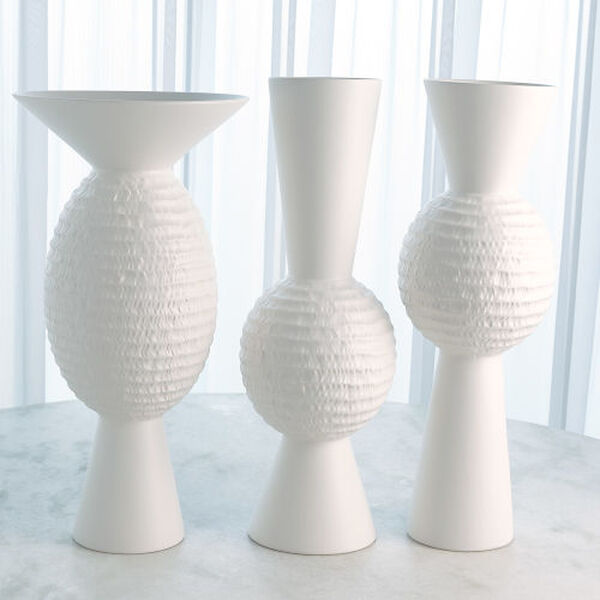 Matte White High Chiseled Large Orb Vase, image 2