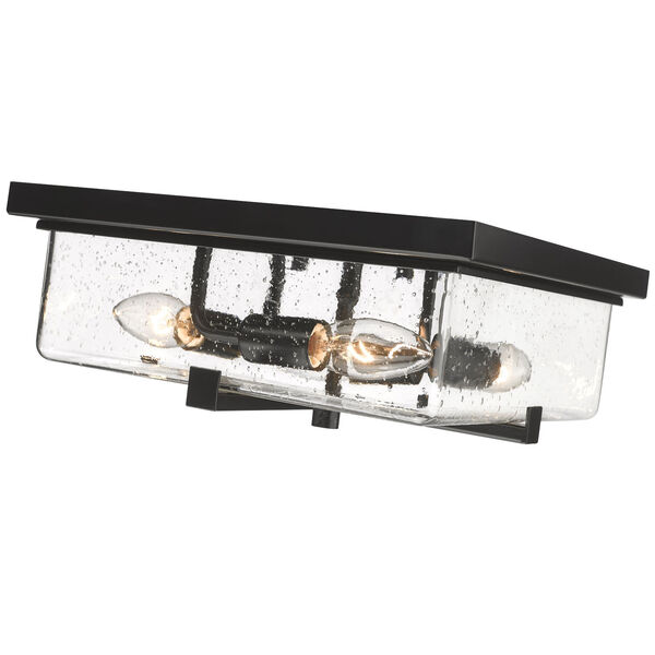 Sana Black Four-Light Outdoor Flush Ceiling Mount Fixture with Seedy Shade, image 4