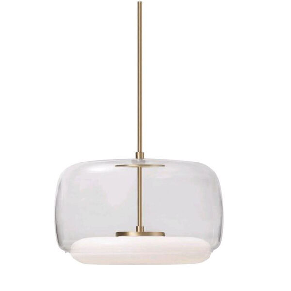 Enkel Clear and Brushed Gold 15-Inch One-Light LED Pendant, image 1