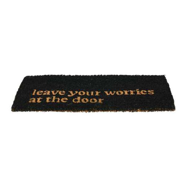 Black Leave Your Worries At The Door Natural Coir Doormat, image 3