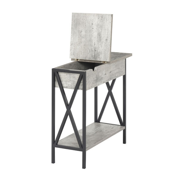 Tucson Flip Top End Table with Charging Station and Shelf, image 6