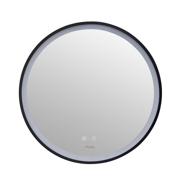 Cirque Black 30-Inch Round LED Framed Mirror with Defogger and Dimmer, image 5