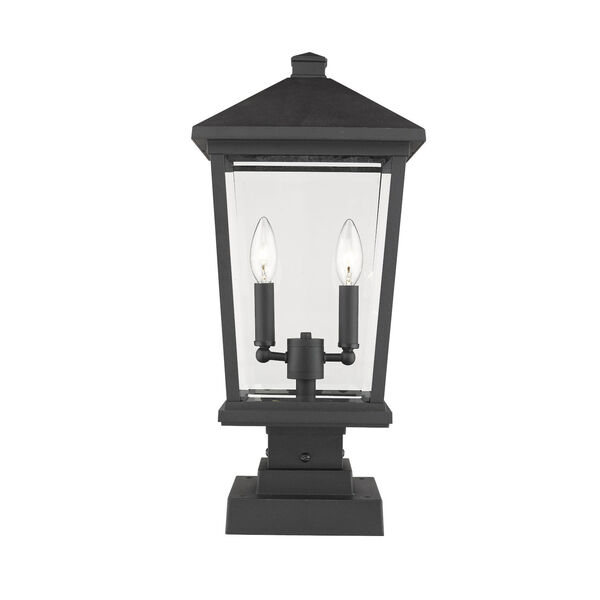 Beacon Black Two-Light Outdoor Pier Mounted Fixture With Transparent Beveled Glass - (Open Box), image 1