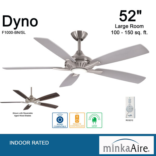 Dyno Brushed Nickel And Silver 52-Inch Led Ceiling Fan, image 6