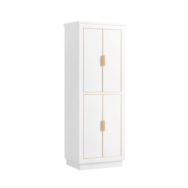 White 65-Inch Linen Tower with Gold Trim, image 2