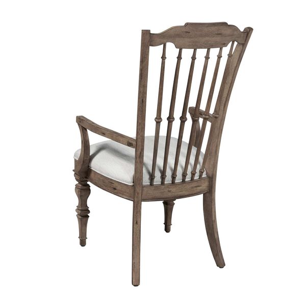 Garrison Cove Natural Wood Spindle-Back Upholstered Seat Arm Chair, image 6