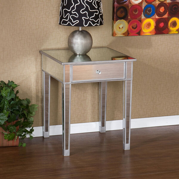Silver Mirage Mirrored Accent Table, image 1