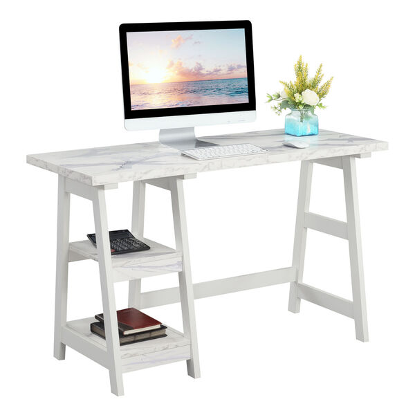 Designs2Go White Trestle Desk with Shelves, image 2