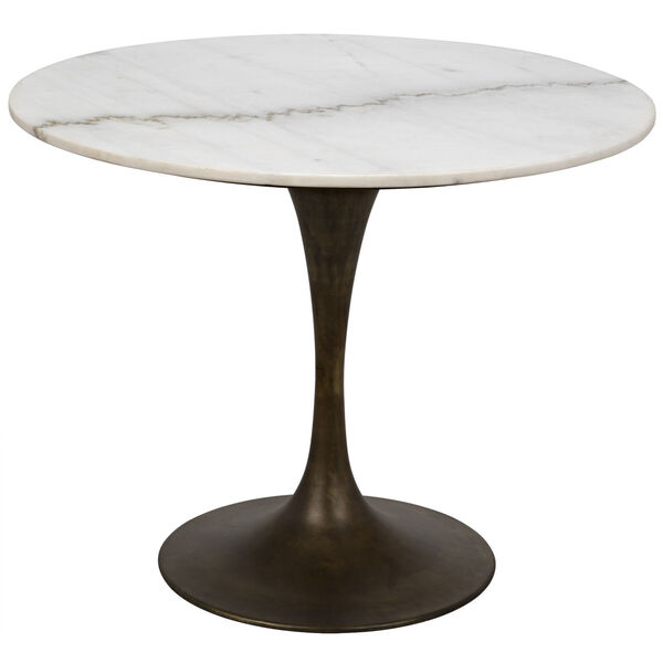 Laredo Aged Brass 36-Inch Table with White Marble Top, image 4