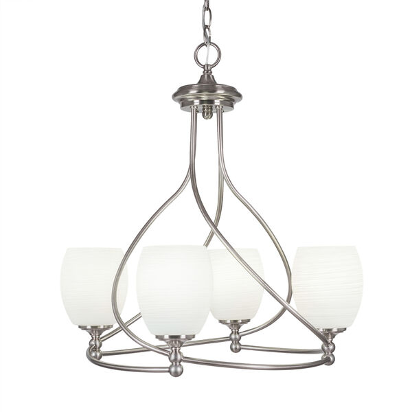 Capri Brushed Nickel 21-Inch Four-Light Chandelier with White Linen Glass, image 1