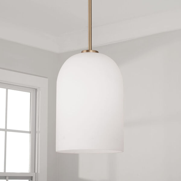 Lawson Aged Brass One-Light Pendant with Soft White Glass, image 3