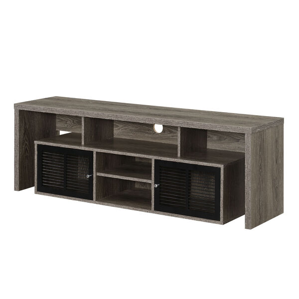Lexington Weathered Gray Black 60-Inch TV Stand with Storage Cabinets and Shelves, image 1