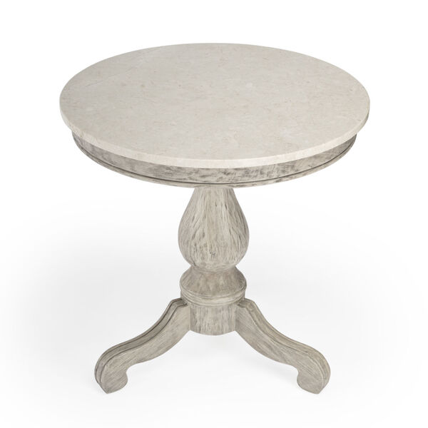 Danielle Rustic Gray Marble Pedestal Side Table, image 2