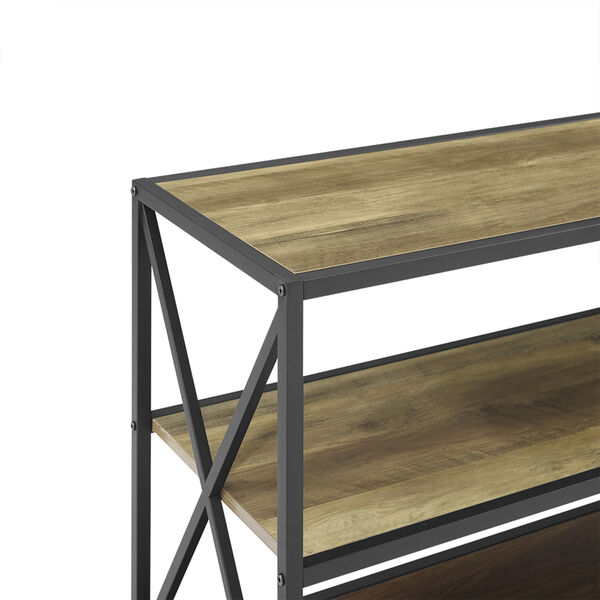 60-Inch X-Frame Metal and Wood Console Table - Rustic Oak, image 5