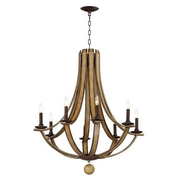 Basque Driftwood Anthracite Eight-Light Chandelier, image 1
