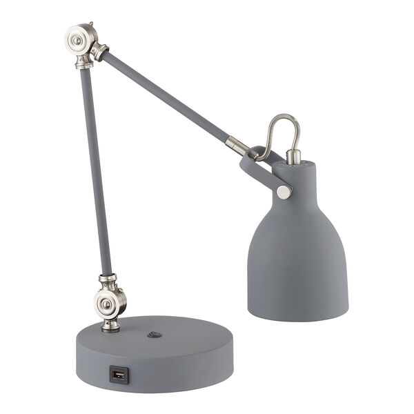 Kalle Grey One-Light Desk Lamp with USB Port, image 2