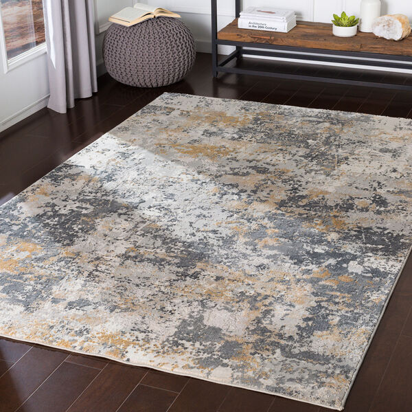 Aisha Charcoal and Mustard Rectangular: 5 Ft. 3 In. x 7 Ft. 3 In. Rug, image 2