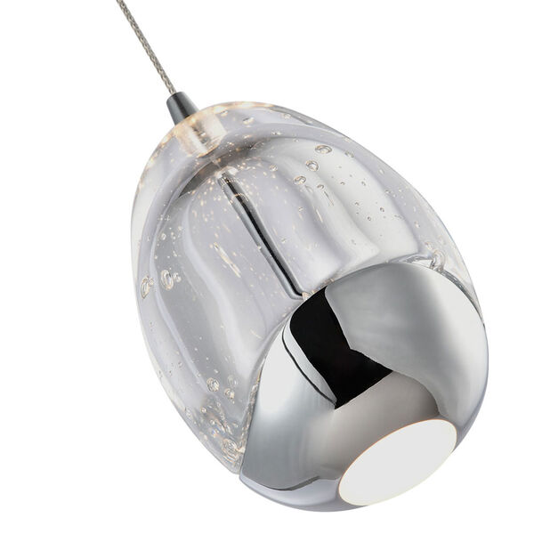 Venezia Black and Polished Chrome Integrated LED Pendant with Clear Glass, image 1