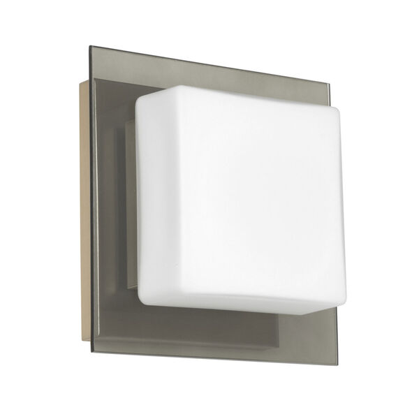 Alex Satin Nickel One-Light LED ADA Mini Sconce With Opal and Smoke Glass, image 1