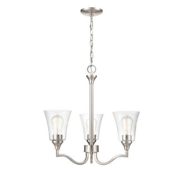 Caily Brushed Nickel Three-Light Chandelier, image 2
