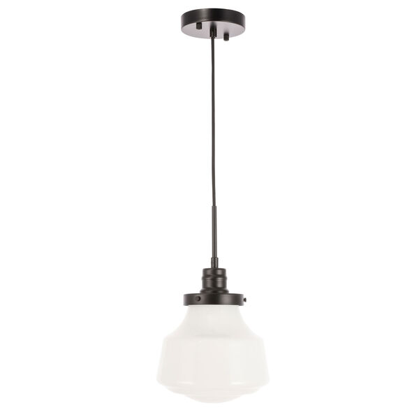 Lyle Black Eight-Inch One-Light Mini Pendant with Frosted White Glass, image 5