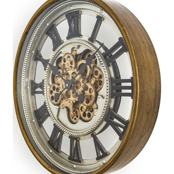 Gold Silver and Black 24-Inch Gold Gear Clock, image 2