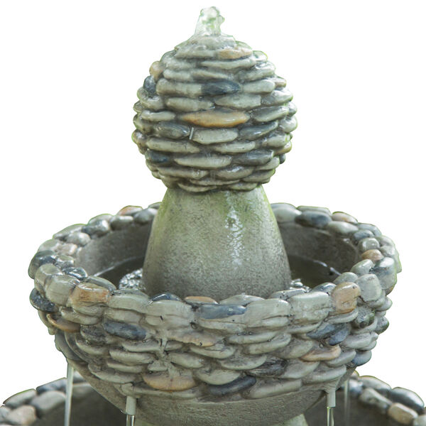 Stone Grey Outdoor Garden Zen Three - Tier Waterfall Fountain, image 3