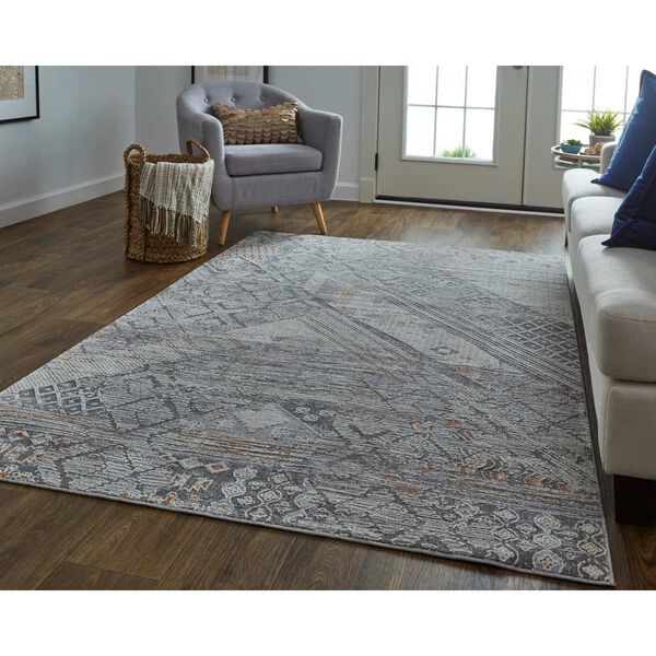 Francisco Industrial Abstract Ivory Gray Area Rug, image 3