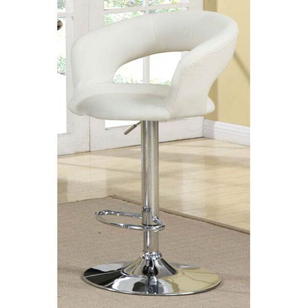 29-Inch White Upholstered Bar Chair with Adjustable Height, image 1