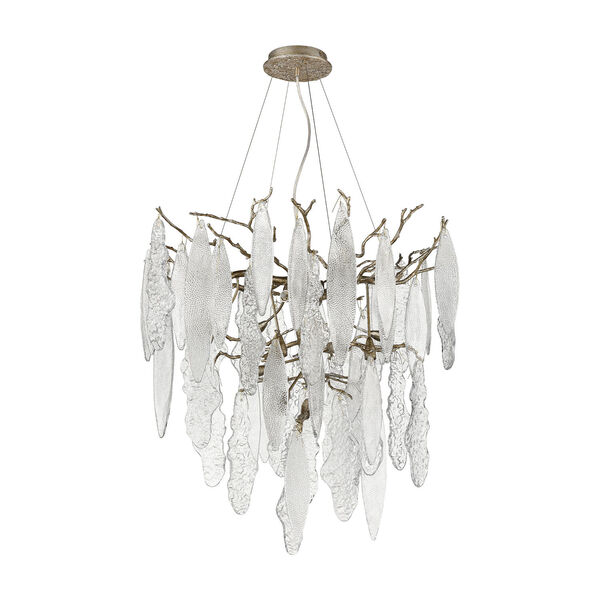 Clear and Antique Silver Three-Light Chandelier, image 2