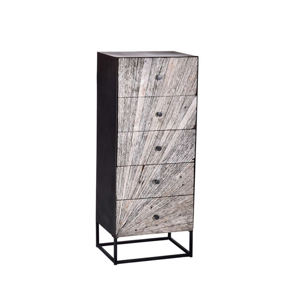 Layover Black and Gray Accent Chest with Five Drawers, image 1