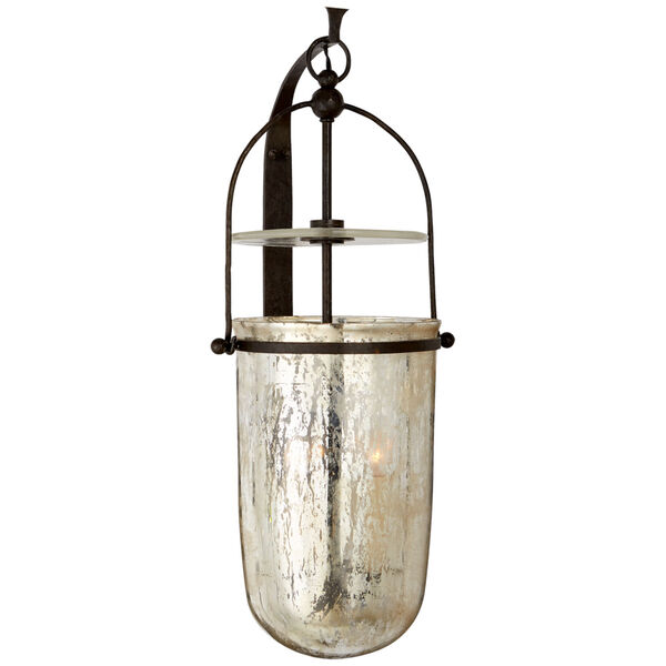 Lorford Medium Sconce in Aged Iron with Antiqued Mercury Glass by Chapman and Myers, image 1