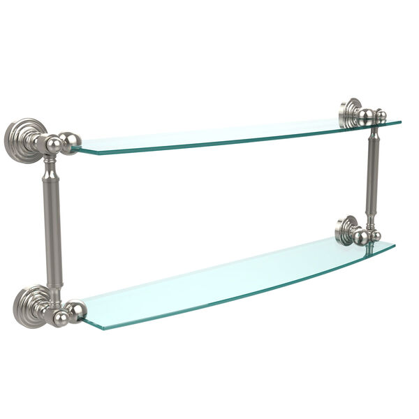 Waverly Place Collection 24 Inch Two Tiered Glass Shelf, Polished Nickel, image 1