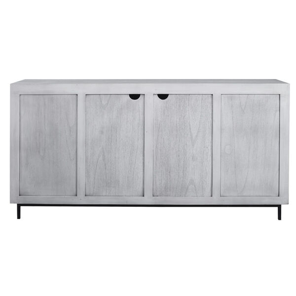 Checkerboard White and Gray Four-Door Cabinet, image 5