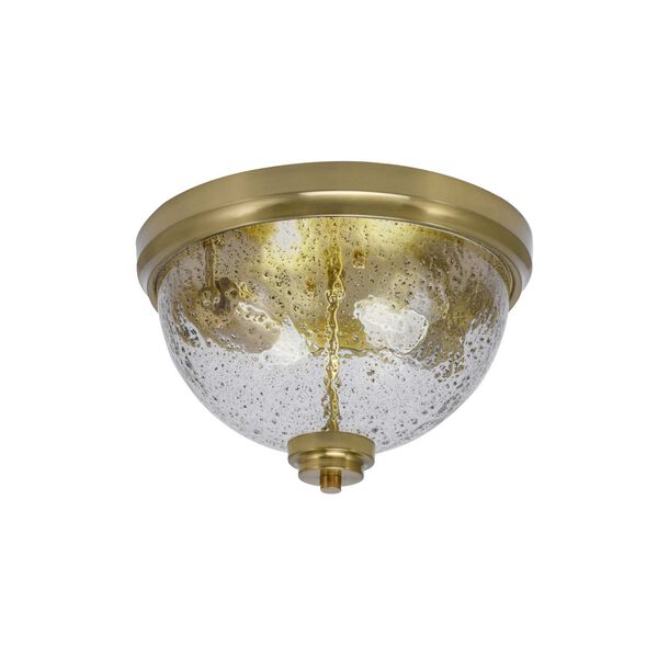 New Age Brass Two-Light Flush Mount with Smoke Bubble Glass, image 1