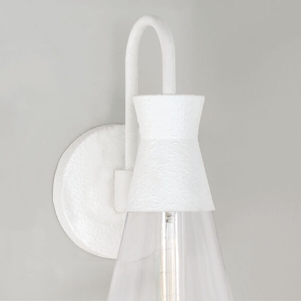 Paloma Textured White One-Light Sconce with Clear Glass, image 2