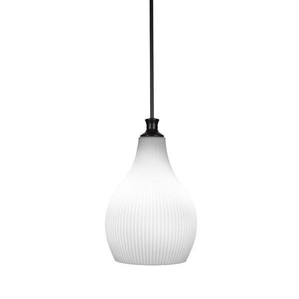 Carina Matte Black One-Light 19-Inch Stem Hung Pendant with Opal Frosted Glass, image 1