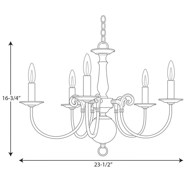 Americana Brushed Nickel Five-Light 23.5-Inch Chandelier with White Finish Candle Sleeves, image 2