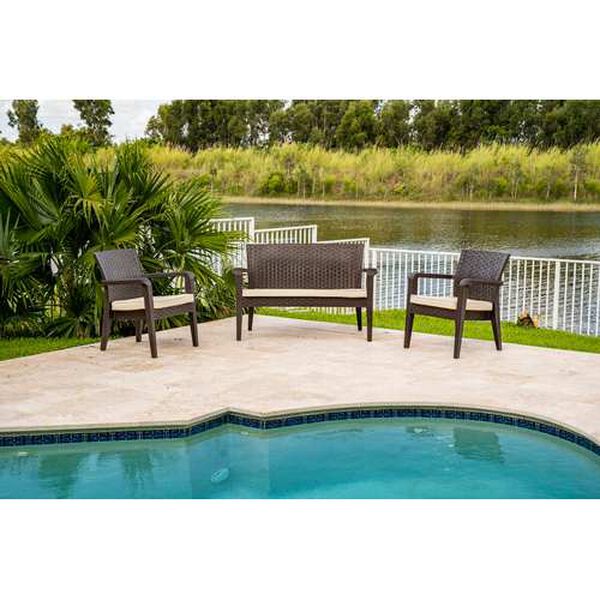 Alaska Brown Cream Four-Piece Outdoor Seating Set with Cushion, image 5